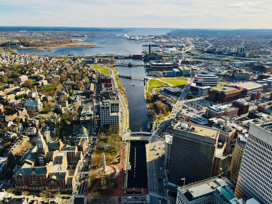 Aerial view of downtown Providence and the Providence River